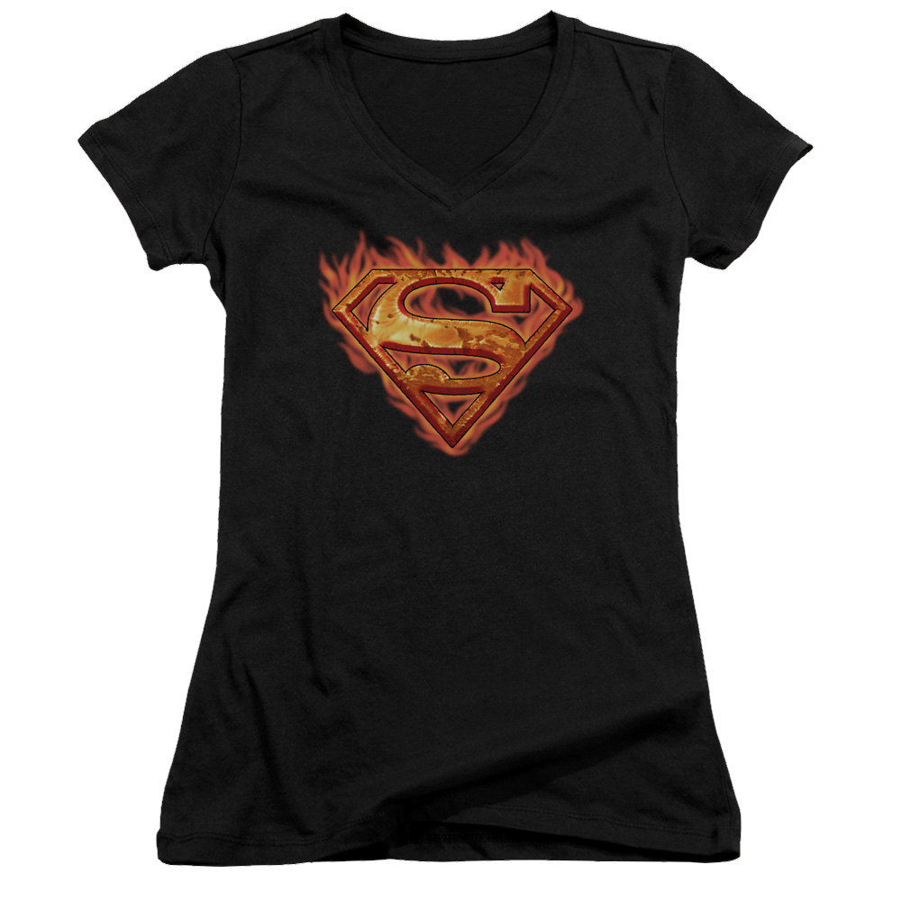Superman Hot Metal - Juniors V-Neck T-Shirt Juniors V-Neck T-Shirt Superman