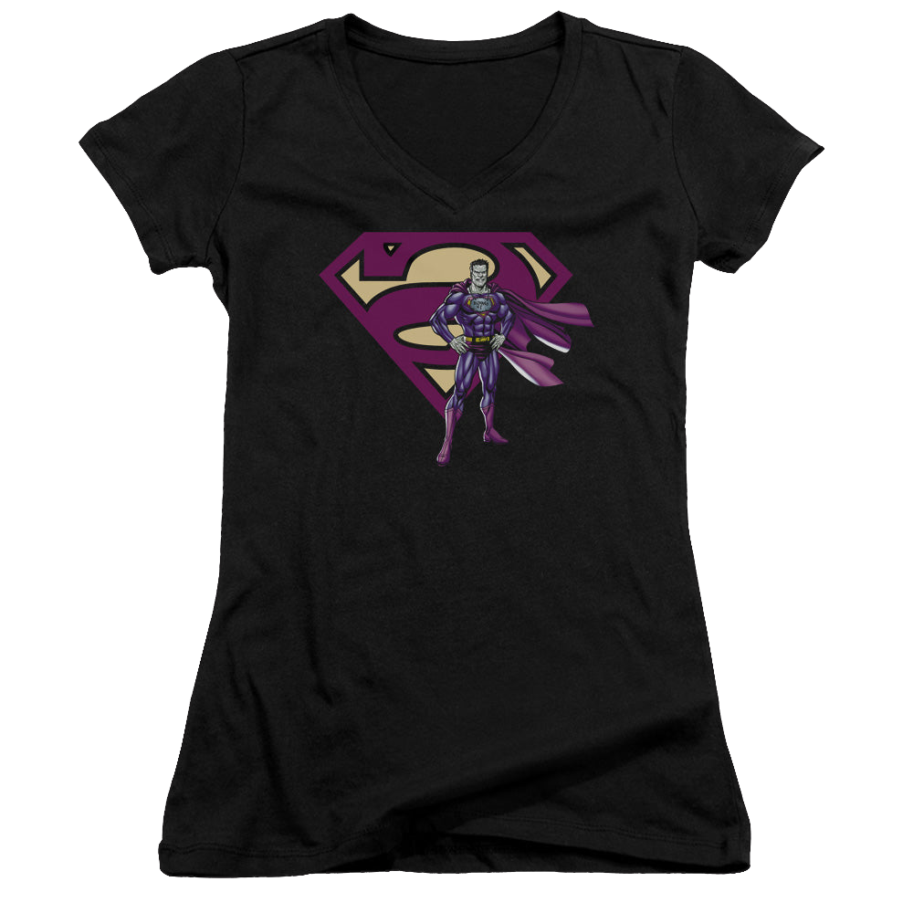 Superman Bizarro & Logo - Juniors V-Neck T-Shirt Juniors V-Neck T-Shirt Superman