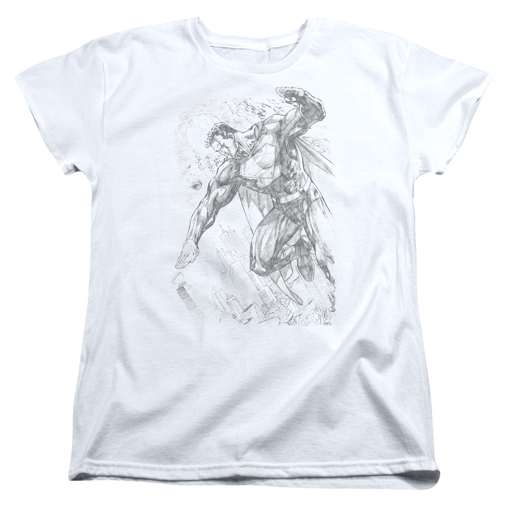 Superman Pencil City To Space - Women's T-Shirt Women's T-Shirt Superman