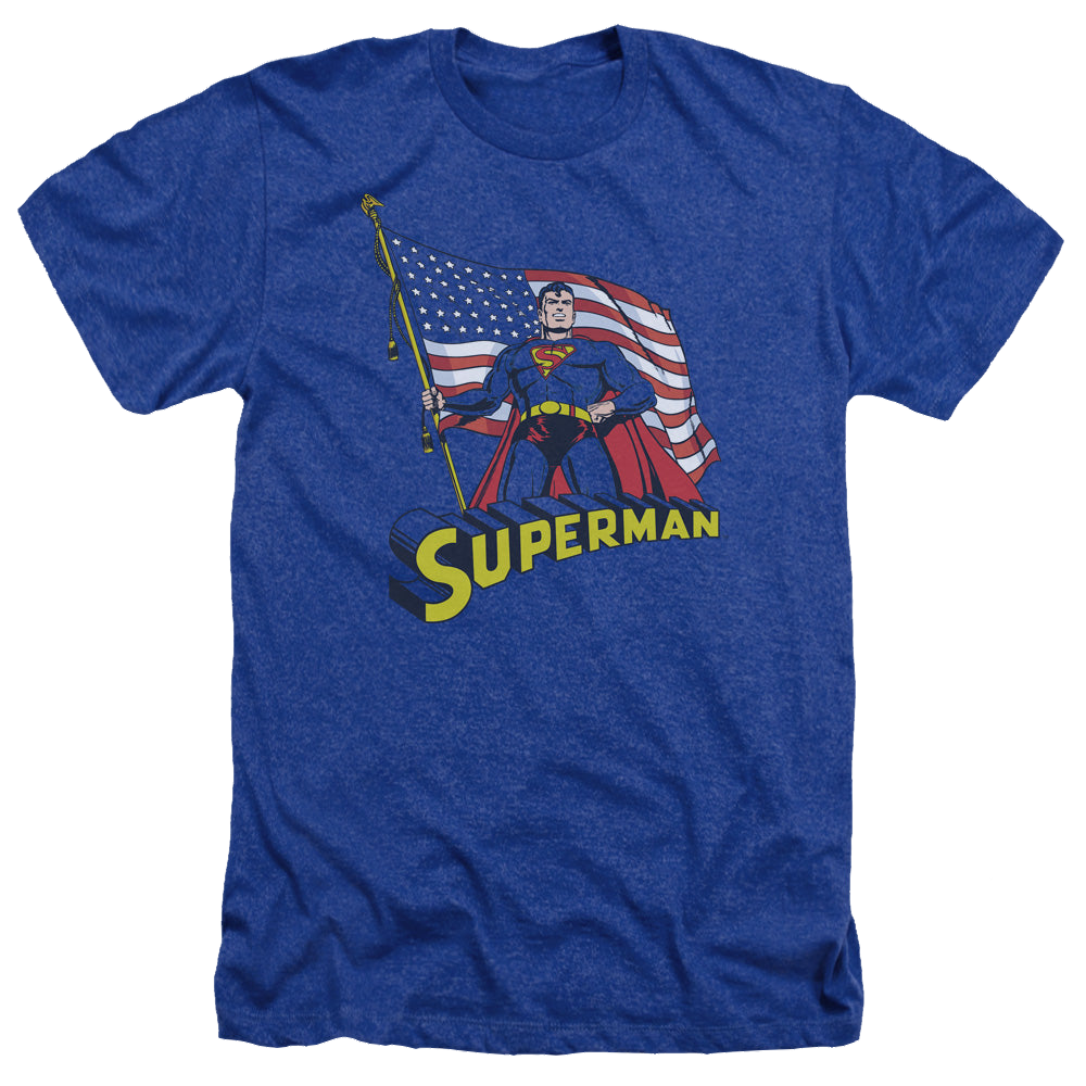 Superman American Flag - Men's Heather T-Shirt Men's Heather T-Shirt Superman