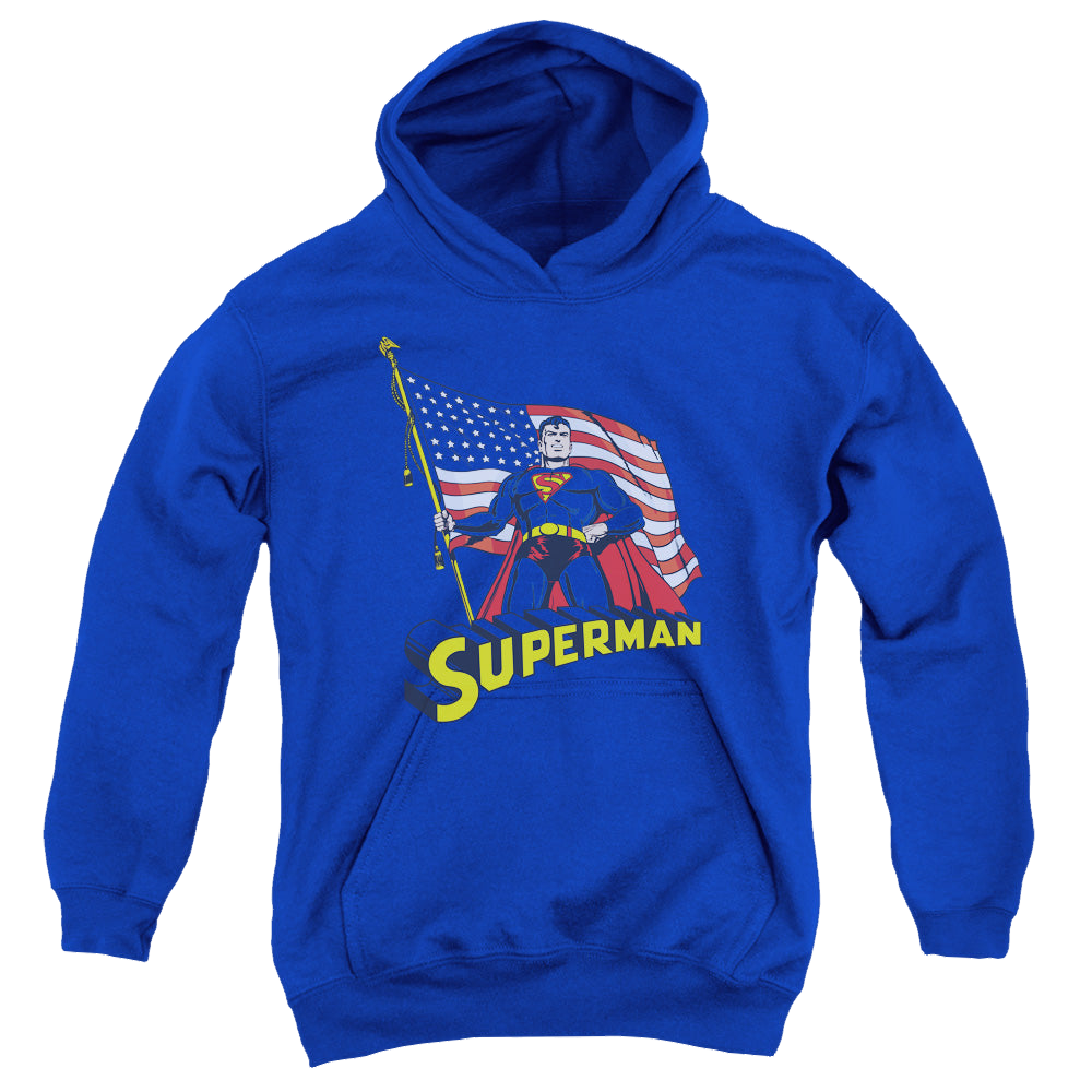 Superman American Flag - Youth Hoodie Youth Hoodie (Ages 8-12) Superman