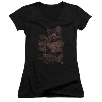 Superman Somber Power - Juniors V-Neck T-Shirt Juniors V-Neck T-Shirt Superman