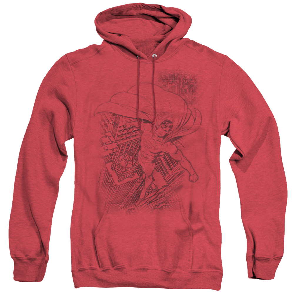 Superman In The City - Heather Pullover Hoodie Heather Pullover Hoodie Superman