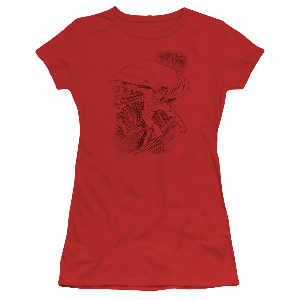 Superman In The City - Juniors T-Shirt Juniors T-Shirt Superman