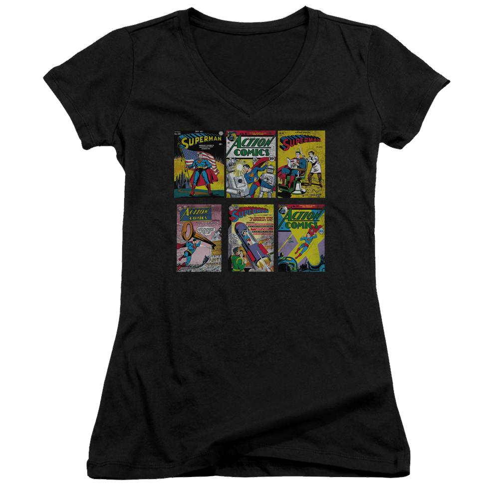 Superman Sm Covers - Juniors V-Neck T-Shirt Juniors V-Neck T-Shirt Superman