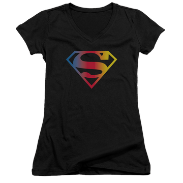 Superman Gradient Superman Logo - Juniors V-Neck T-Shirt Juniors V-Neck T-Shirt Superman
