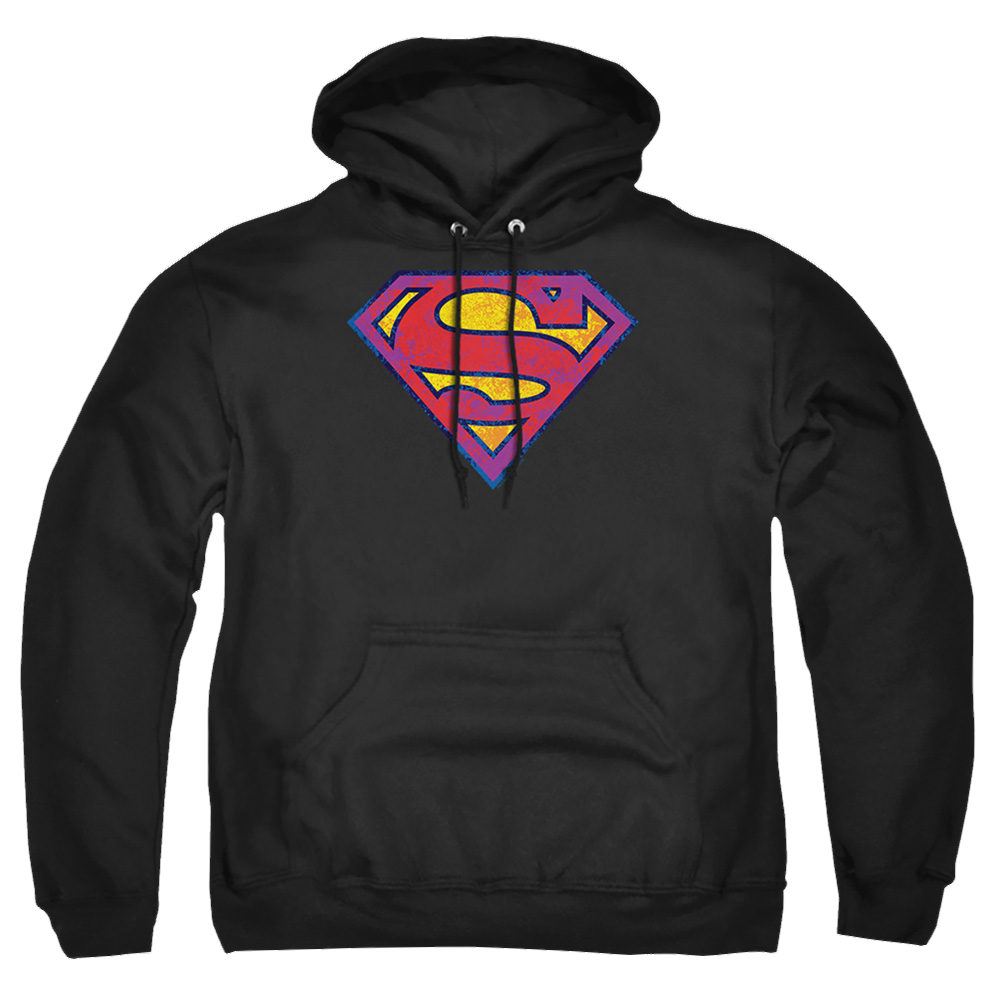 Superman Sm Neon Distress Logo - Pullover Hoodie Pullover Hoodie Superman