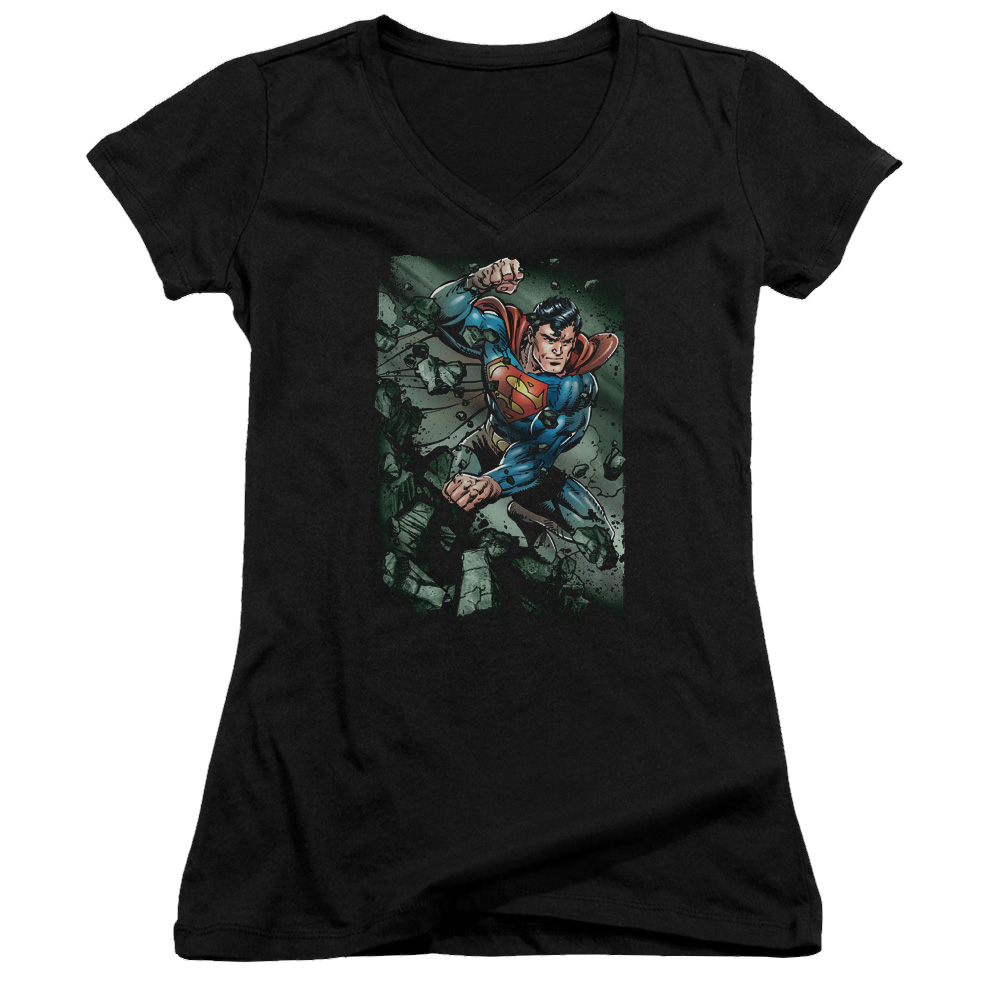 Superman Indestructible - Juniors V-Neck T-Shirt Juniors V-Neck T-Shirt Superman