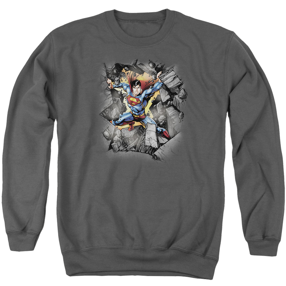 Superman Break On Through - Men's Crewneck Sweatshirt Men's Crewneck Sweatshirt Superman