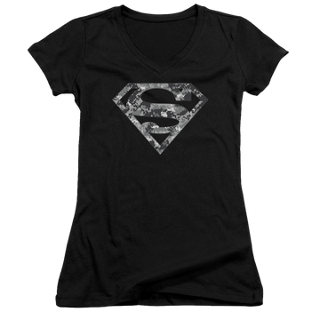 Superman Urban Camo Shield - Juniors V-Neck T-Shirt Juniors V-Neck T-Shirt Superman