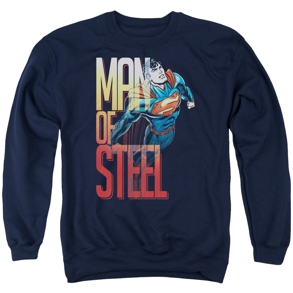 Superman Steel Flight - Men's Crewneck Sweatshirt Men's Crewneck Sweatshirt Superman