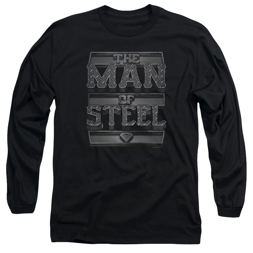 Superman Steel Text - Men's Long Sleeve T-Shirt Men's Long Sleeve T-Shirt Superman