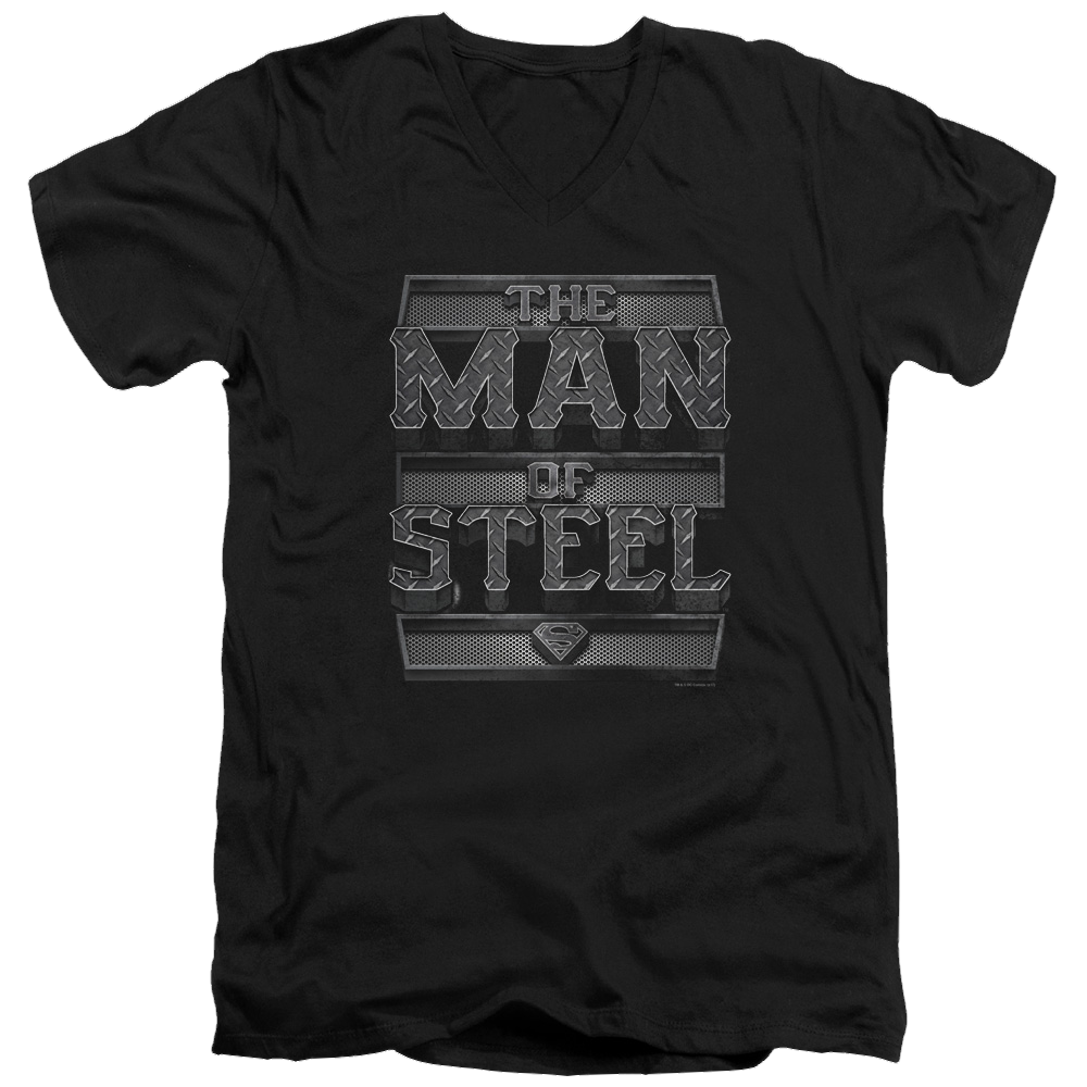 Superman Steel Text - Men's V-Neck T-Shirt Men's V-Neck T-Shirt Superman