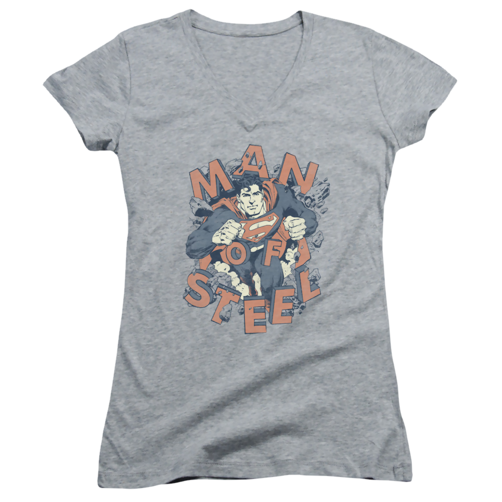 Superman Coming Through - Juniors V-Neck T-Shirt Juniors V-Neck T-Shirt Superman