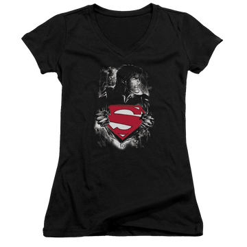Superman Darkest Hour - Juniors V-Neck T-Shirt Juniors V-Neck T-Shirt Superman