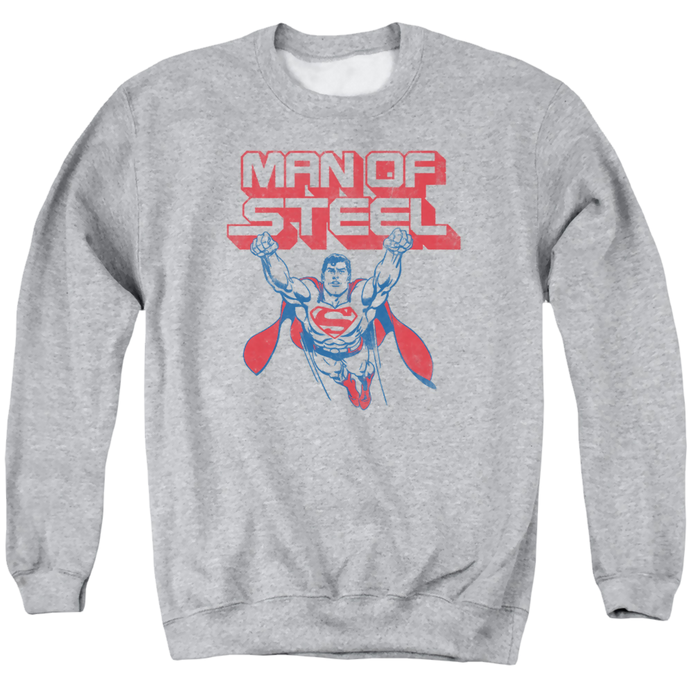 Superman Steel Retro - Men's Crewneck Sweatshirt Men's Crewneck Sweatshirt Superman