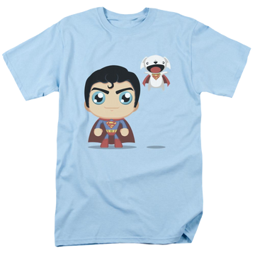 Light blue men's regular fit t-shirt with Cute Superman graphic