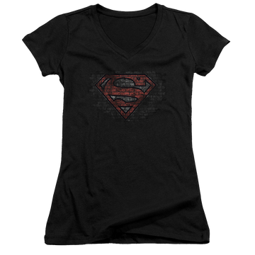 Superman Brick S - Juniors V-Neck T-Shirt Juniors V-Neck T-Shirt Superman