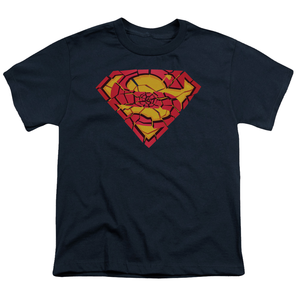 Superman Shattered Shield - Youth T-Shirt Youth T-Shirt (Ages 8-12) Superman