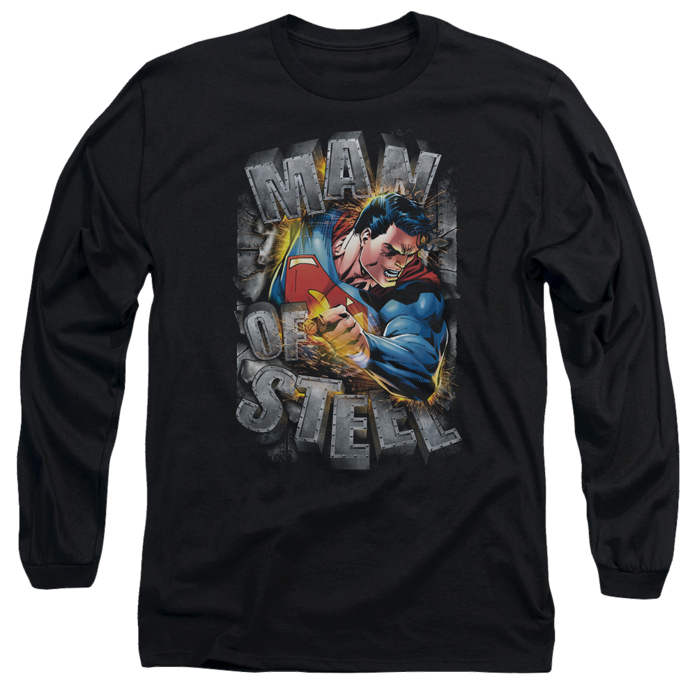 Superman Ripping Steel - Men's Long Sleeve T-Shirt Men's Long Sleeve T-Shirt Superman