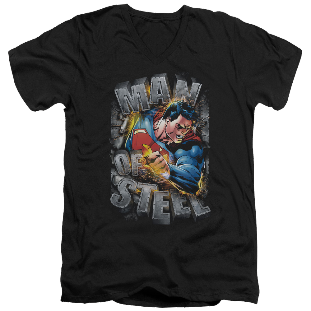 Superman Ripping Steel - Men's V-Neck T-Shirt Men's V-Neck T-Shirt Superman