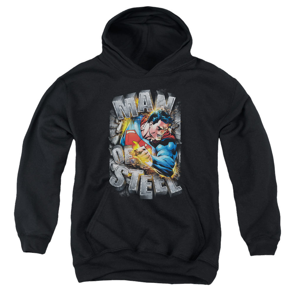 Superman Ripping Steel - Youth Hoodie Youth Hoodie (Ages 8-12) Superman