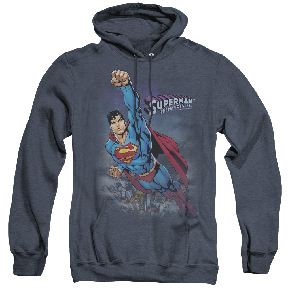 Superman Twilight Flight - Heather Pullover Hoodie Heather Pullover Hoodie Superman