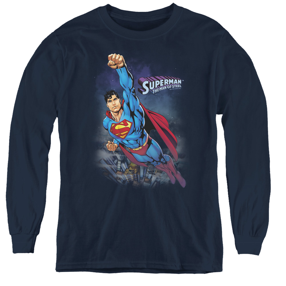 Superman Twilight Flight - Youth Long Sleeve T-Shirt Youth Long Sleeve T-Shirt Superman