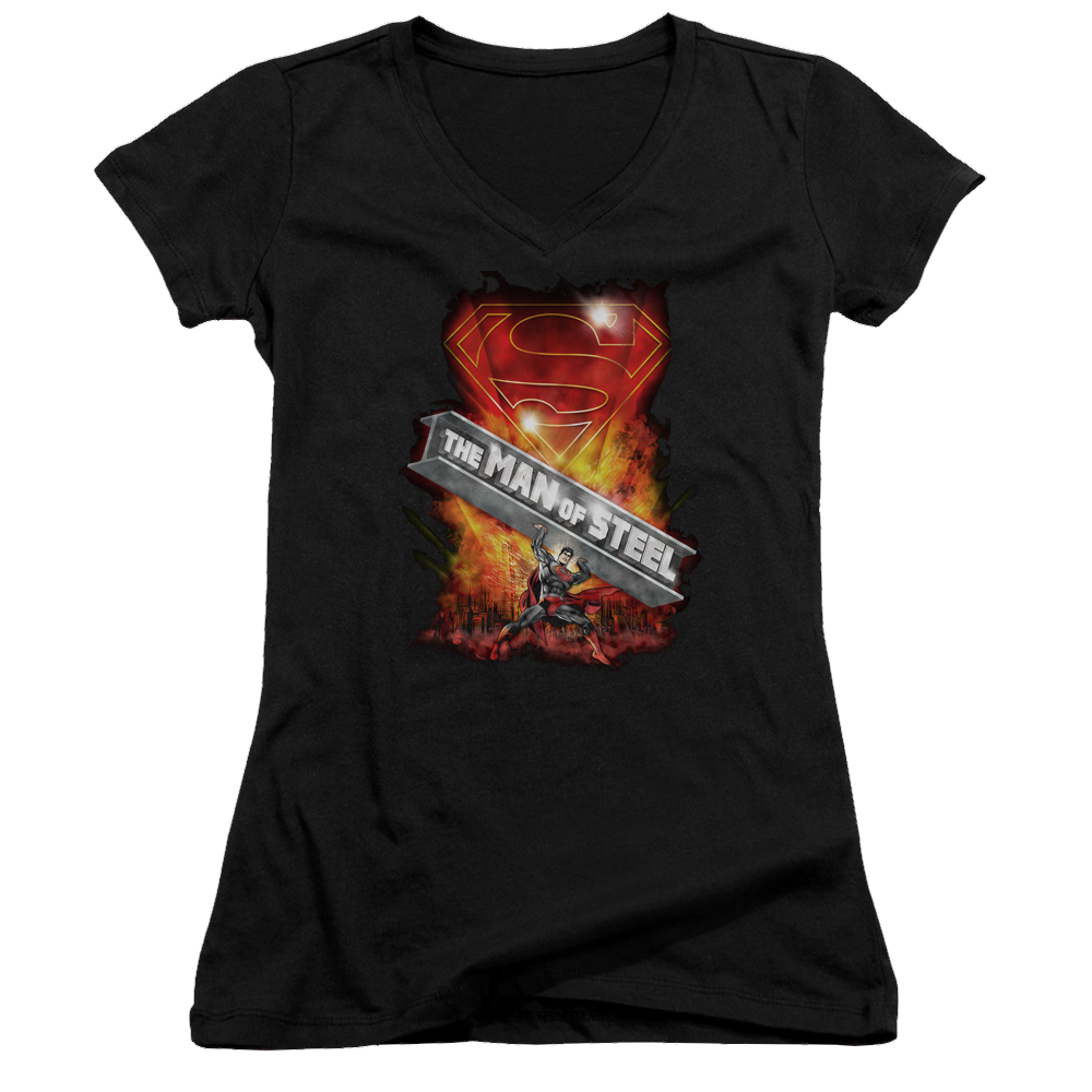 Superman Steel Girder - Juniors V-Neck T-Shirt Juniors V-Neck T-Shirt Superman