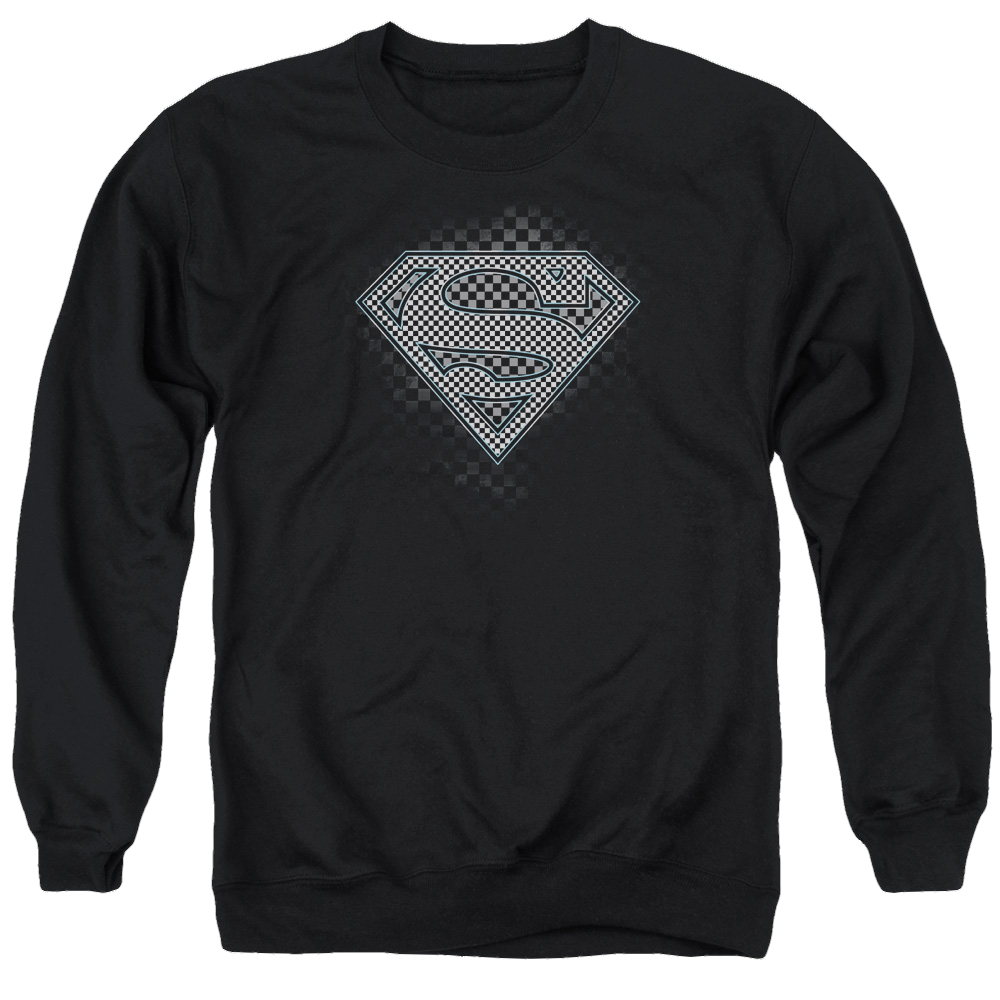 Superman Checkerboard - Men's Crewneck Sweatshirt Men's Crewneck Sweatshirt Superman
