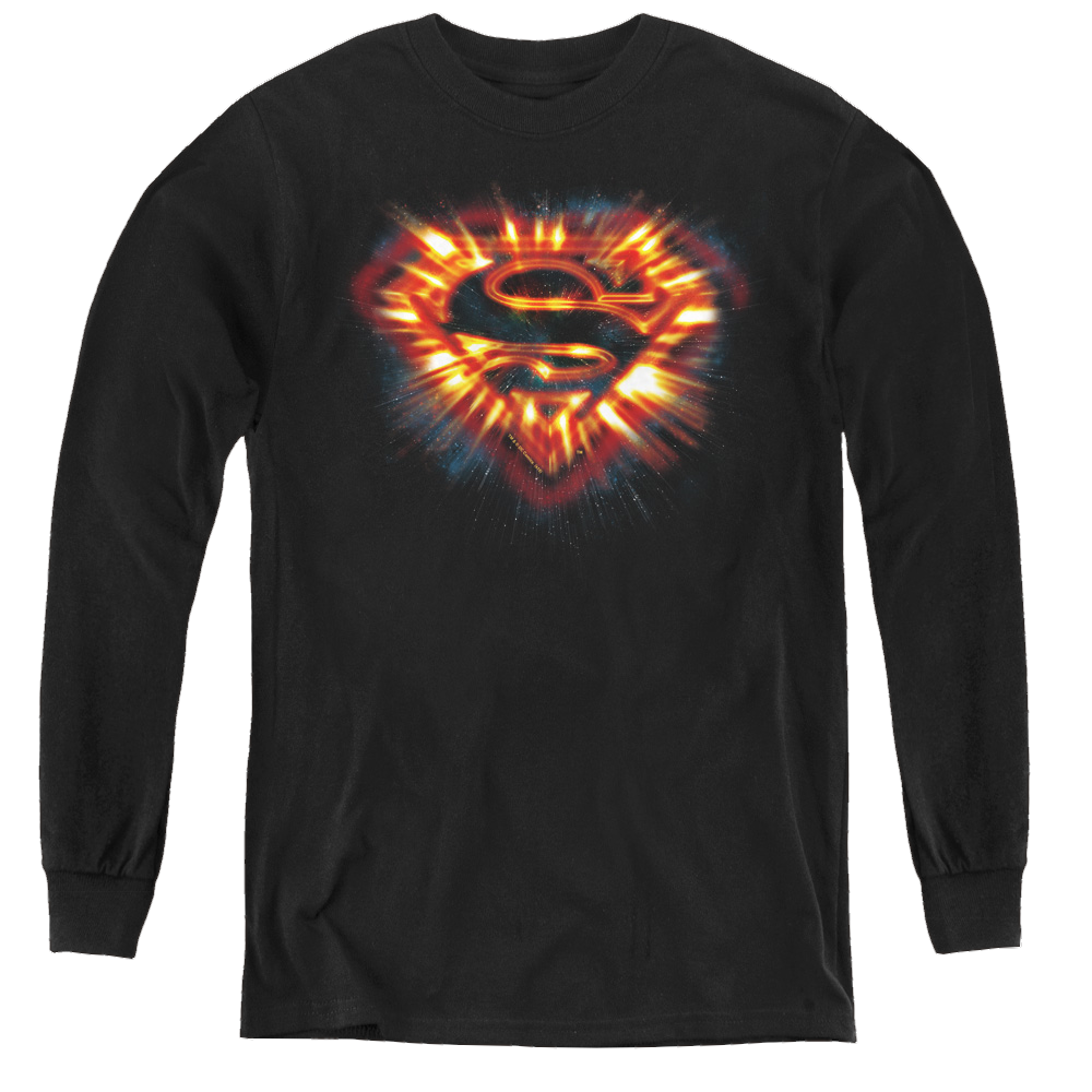 Superman Space Burst Shield - Youth Long Sleeve T-Shirt Youth Long Sleeve T-Shirt Superman