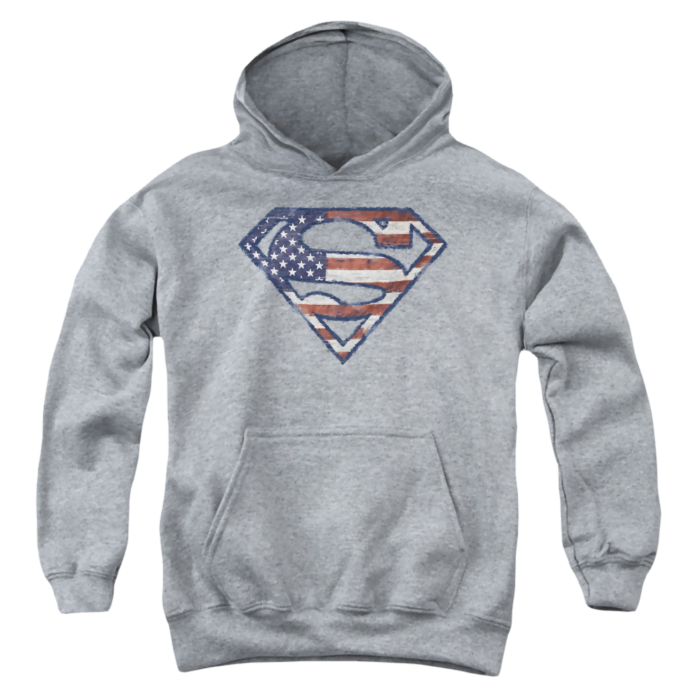 Superman Wartorn Flag - Youth Hoodie Youth Hoodie (Ages 8-12) Superman