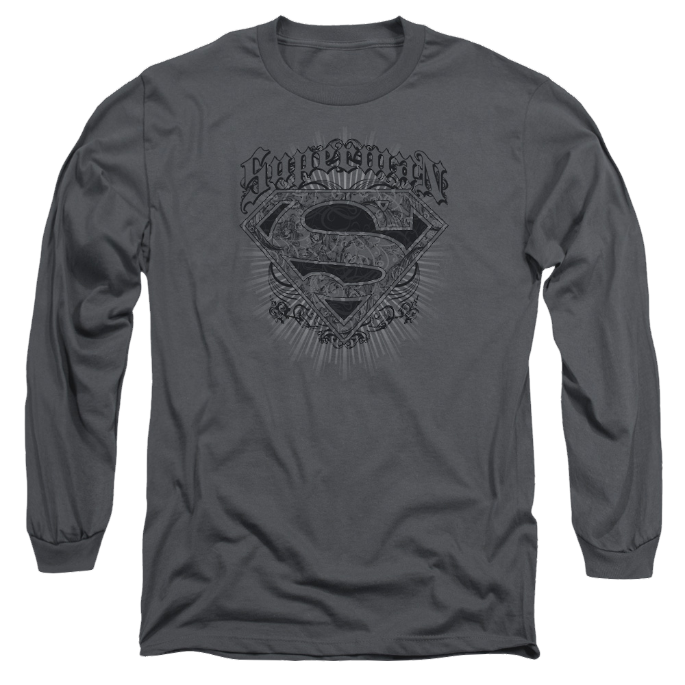 Superman Scrolling Shield - Men's Long Sleeve T-Shirt Men's Long Sleeve T-Shirt Superman