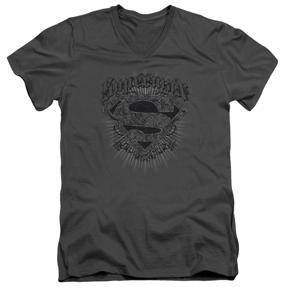 Superman Scrolling Shield - Men's V-Neck T-Shirt Men's V-Neck T-Shirt Superman