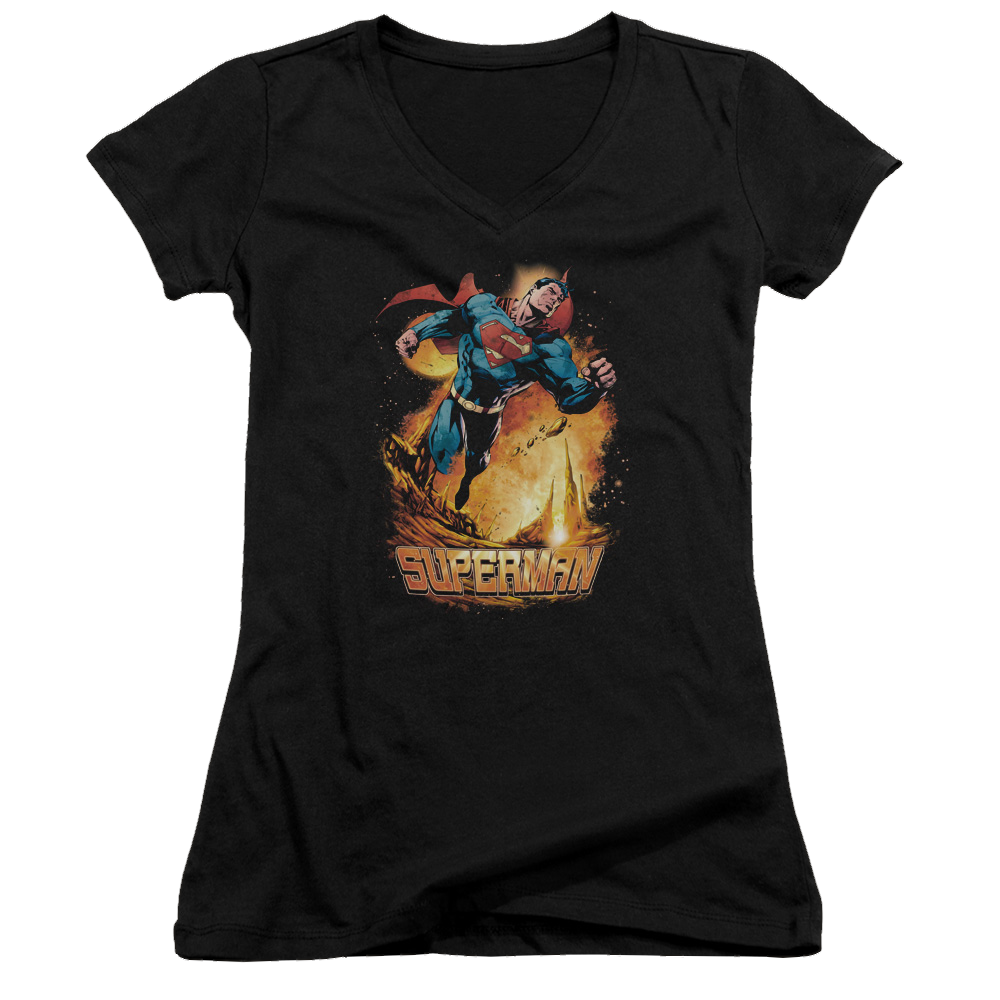 Superman Space Case - Juniors V-Neck T-Shirt Juniors V-Neck T-Shirt Superman