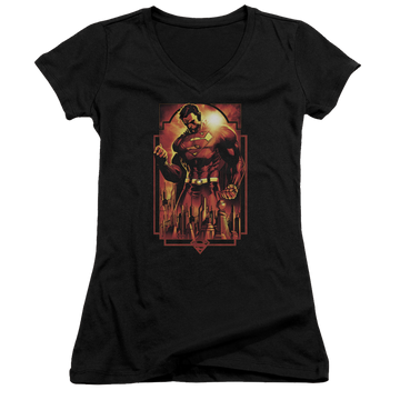 Superman Metropolis Deco - Juniors V-Neck T-Shirt Juniors V-Neck T-Shirt Superman