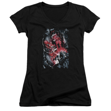 Superman Heat Blast - Juniors V-Neck T-Shirt Juniors V-Neck T-Shirt Superman