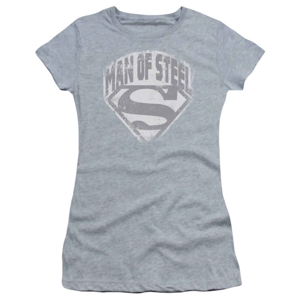 Superman Man Of Steel Shield - Juniors T-Shirt Juniors T-Shirt Superman