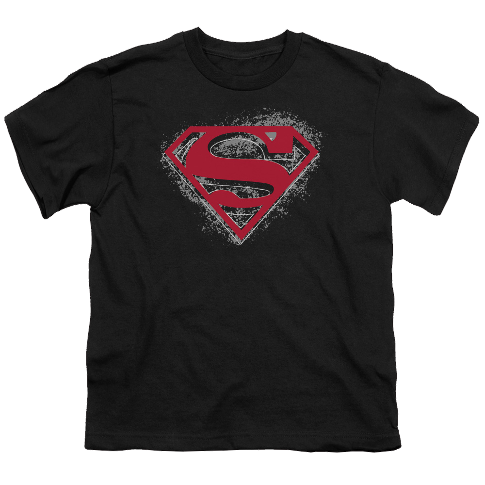 Superman Hardcore Noir Shield - Youth T-Shirt Youth T-Shirt (Ages 8-12) Superman