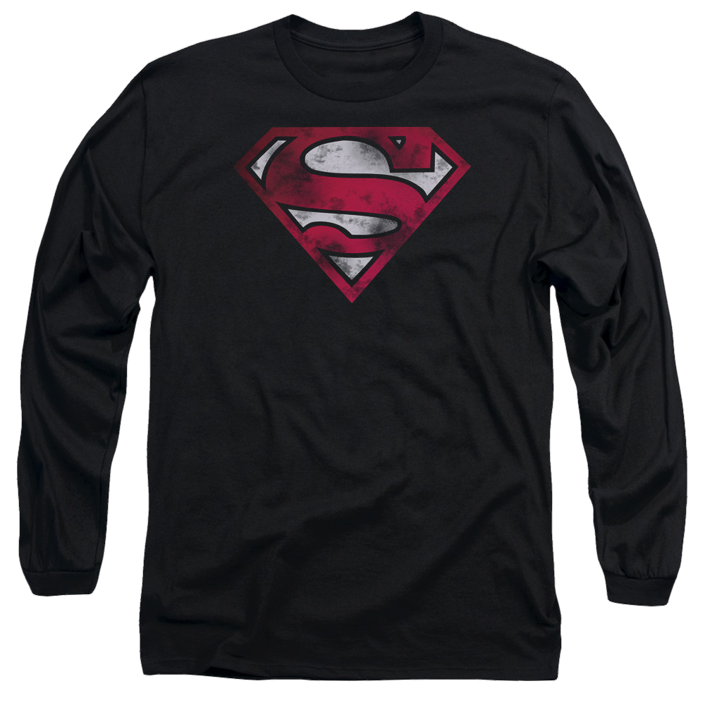 Superman War Torn Shield - Men's Long Sleeve T-Shirt Men's Long Sleeve T-Shirt Superman