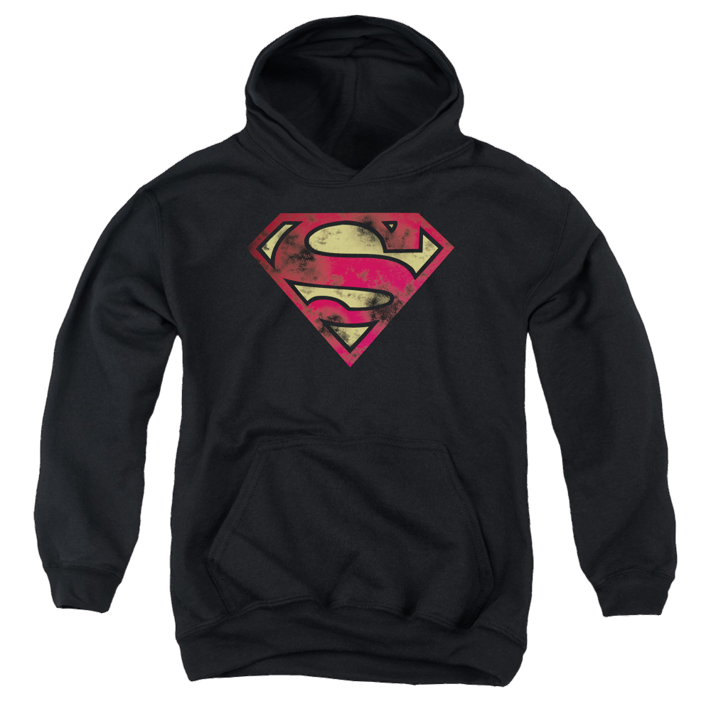 Superman War Torn Logo - Youth Hoodie Youth Hoodie (Ages 8-12) Superman