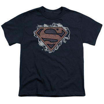 Navy kid's t-shirt for ages 4 to 7 with Superman Storm Cloud Supes graphic