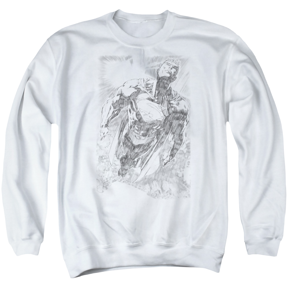 Superman Exploding Space Sketch - Men's Crewneck Sweatshirt Men's Crewneck Sweatshirt Superman