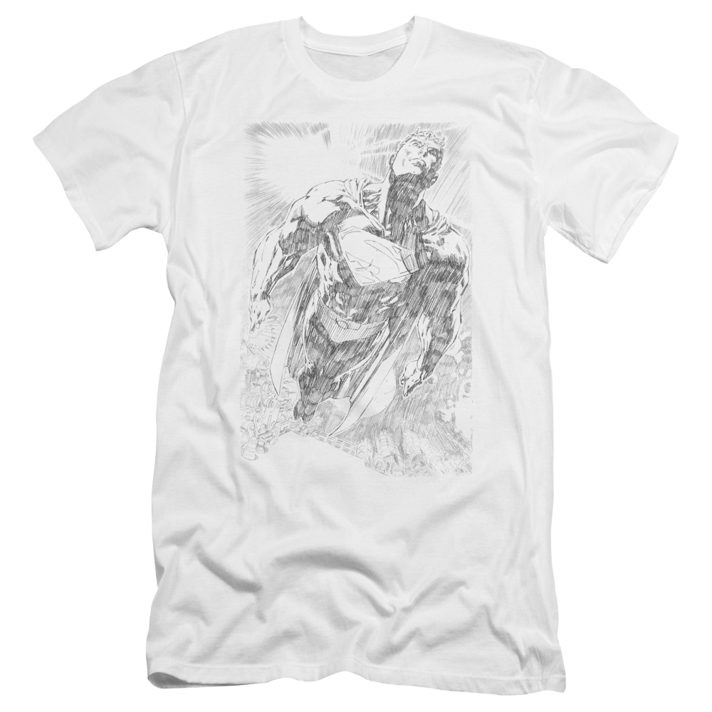 Superman Exploding Space Sketch - Men's Premium Slim Fit T-Shirt Men's Premium Slim Fit T-Shirt Superman