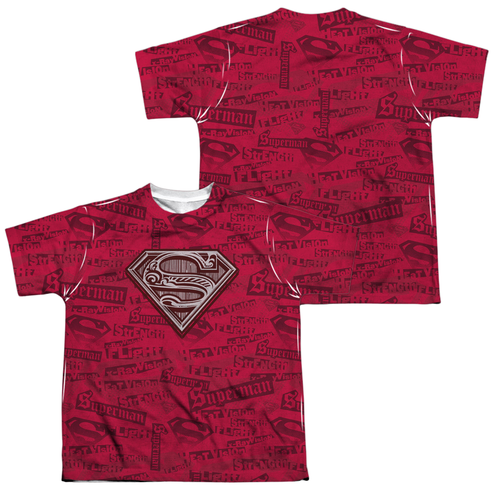 Superman Super Powers - Youth All-Over Print T-Shirt Youth All-Over Print T-Shirt (Ages 8-12) Superman