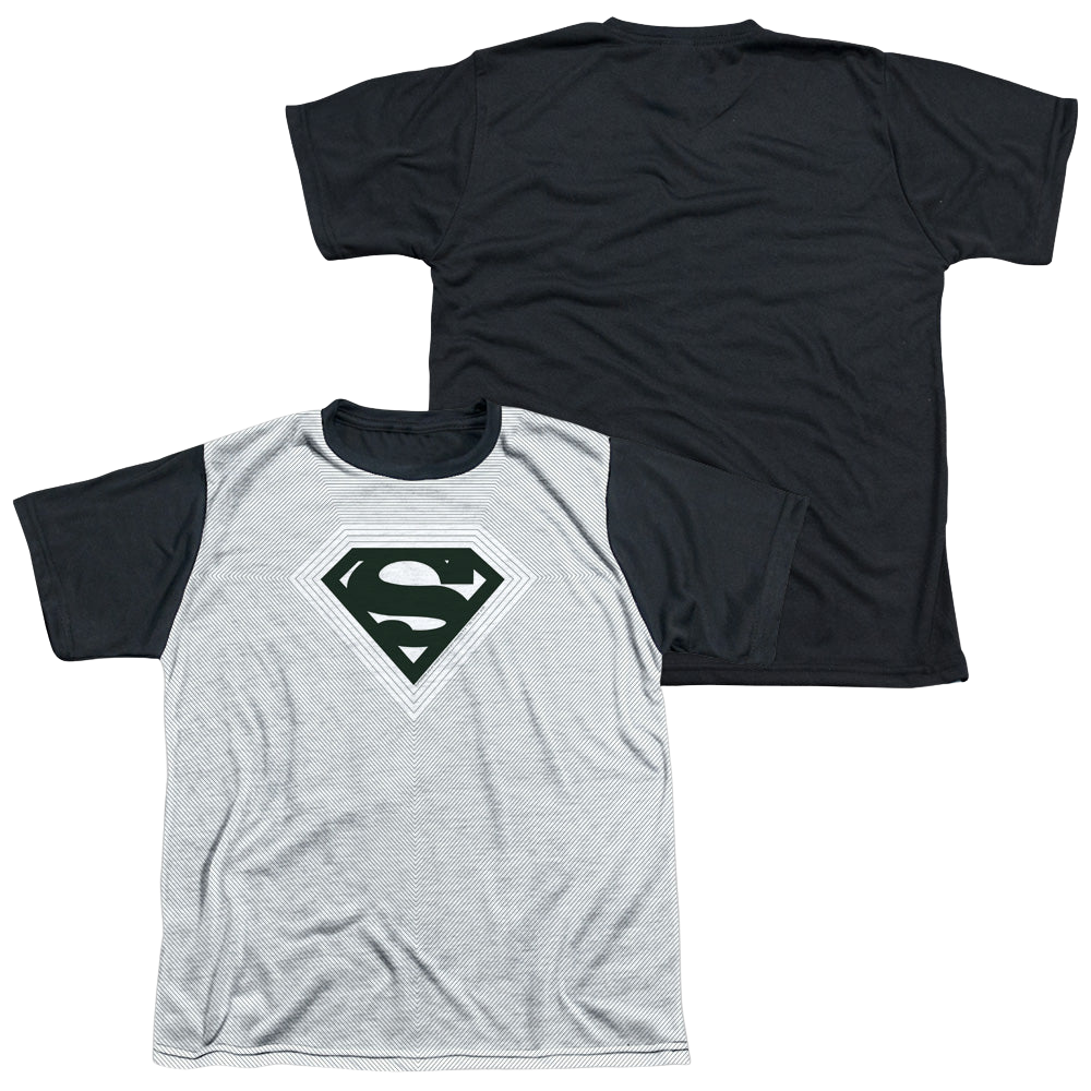 Superman Optical Stripes - Youth Black Back T-Shirt Youth Black Back T-Shirt (Ages 8-12) Superman