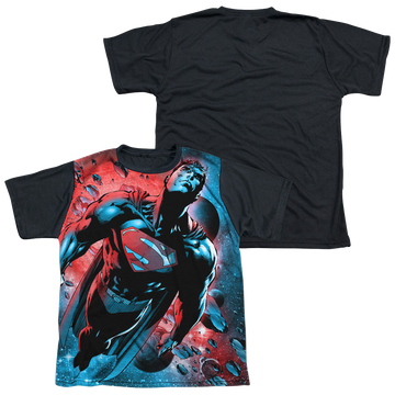 Superman Red Sun youth black back t-shirt for ages 8 to 12