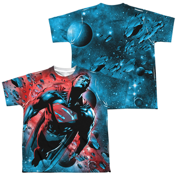 Superman Red Sun youth all-over print t-shirt for ages 8 to 12