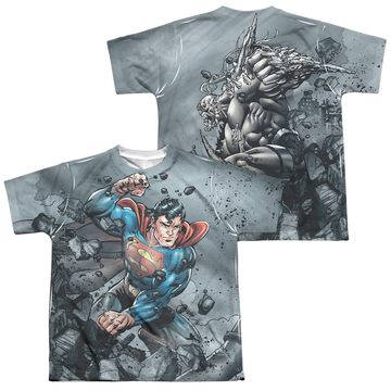 Superman Vs Doomsday youth all-over print t-shirt for ages 8 to 12