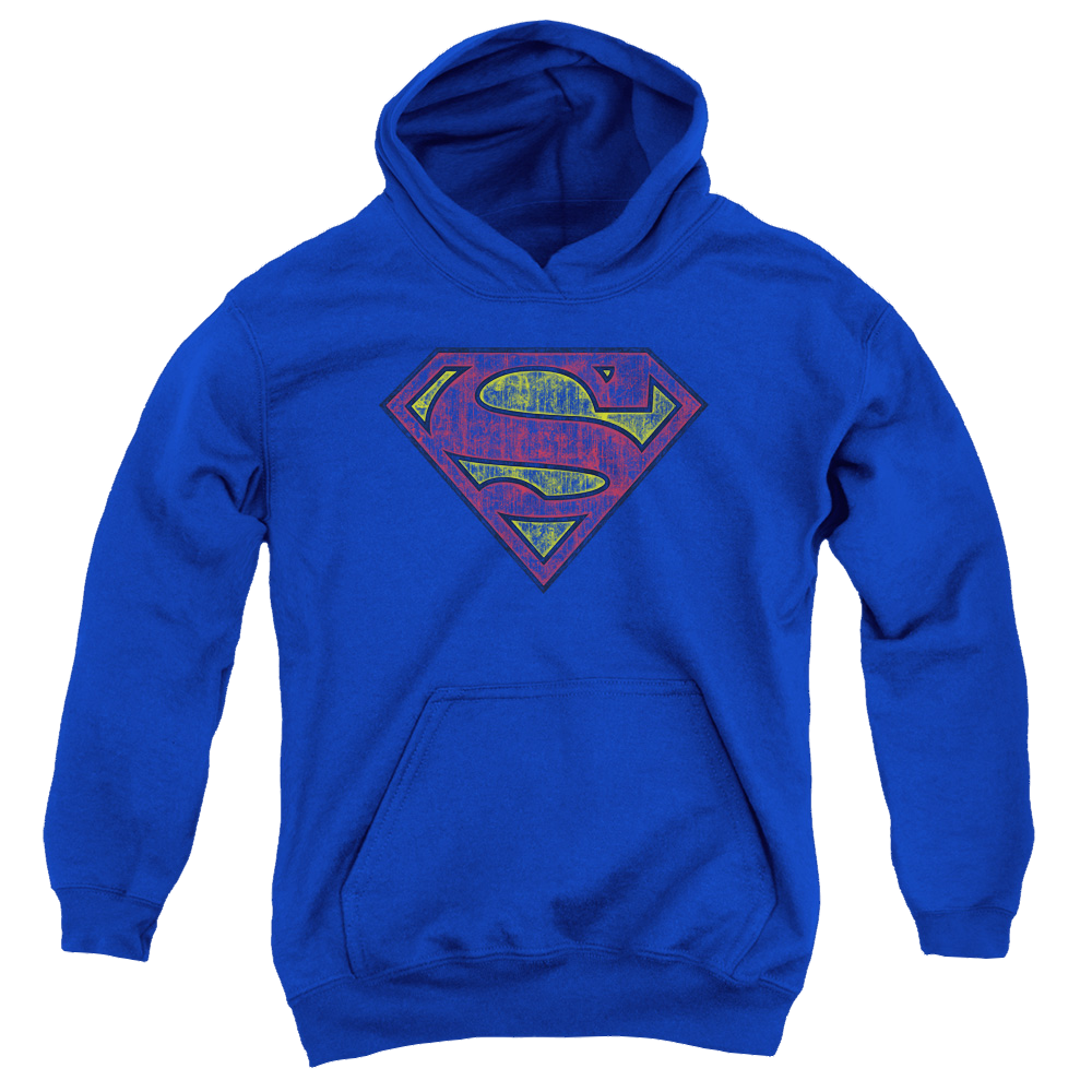 Superman Tattered Shield - Youth Hoodie Youth Hoodie (Ages 8-12) Superman